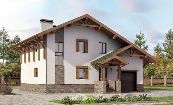 190-007-П Проект двухэтажного дома с мансардой, гараж, уютный загородный дом из кирпича Ишим | Проекты домов от House Expert