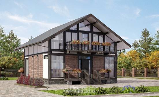 170-007-П Проект двухэтажного дома с мансардным этажом, классический дом из бревен Заводоуковск | Проекты домов от House Expert