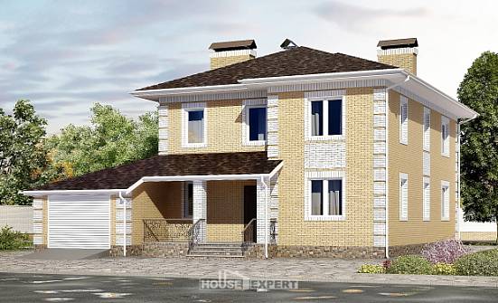 220-006-Л Проект двухэтажного дома и гаражом, современный загородный дом из газобетона Заводоуковск | Проекты домов от House Expert