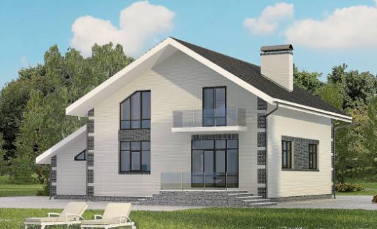 180-001-П Проект двухэтажного дома с мансардным этажом и гаражом, красивый загородный дом из блока Заводоуковск | Проекты домов от House Expert