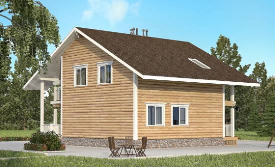 130-001-П Проект двухэтажного дома с мансардой, небольшой коттедж из бревен Тобольск | Проекты домов от House Expert