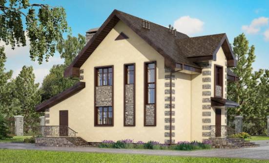 160-004-П Проект двухэтажного дома, гараж, экономичный дом из теплоблока Заводоуковск | Проекты домов от House Expert