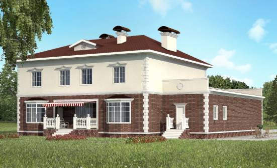 380-001-Л Проект двухэтажного дома, гараж, классический коттедж из кирпича Тюмень | Проекты домов от House Expert