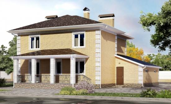 220-006-Л Проект двухэтажного дома и гаражом, современный загородный дом из газобетона Заводоуковск | Проекты домов от House Expert