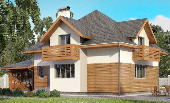 155-004-П Проект двухэтажного дома мансардный этаж, гараж, доступный коттедж из блока Тобольск | Проекты домов от House Expert