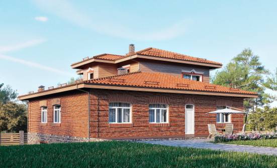 380-002-Л Проект трехэтажного дома и гаражом, красивый загородный дом из кирпича Заводоуковск | Проекты домов от House Expert