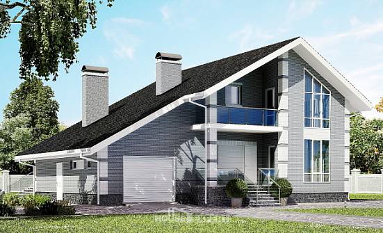 190-006-Л Проект двухэтажного дома мансардой, гараж, просторный коттедж из твинблока Тобольск | Проекты домов от House Expert