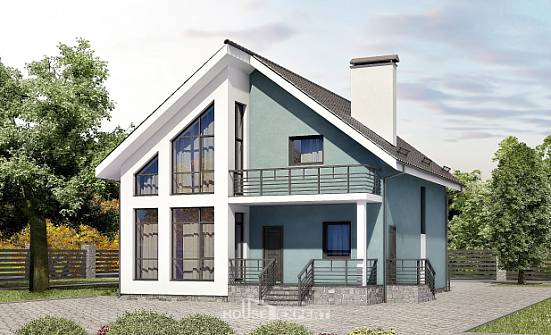 170-006-П Проект двухэтажного дома мансардный этаж, небольшой коттедж из газобетона Тюмень | Проекты домов от House Expert