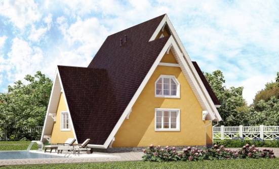 155-008-П Проект двухэтажного дома с мансардой, скромный дом из бревен Тобольск | Проекты домов от House Expert