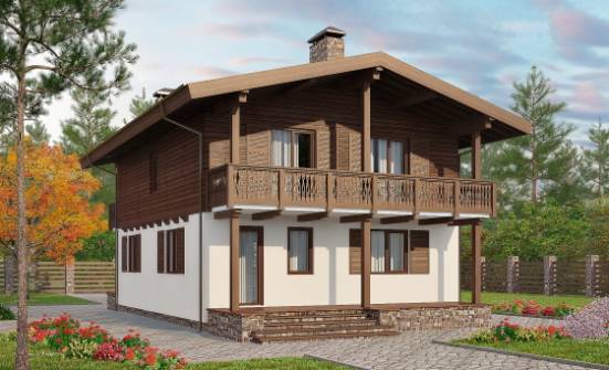 150-016-Л Проект двухэтажного дома с мансардой, компактный загородный дом из бризолита Ишим | Проекты домов от House Expert