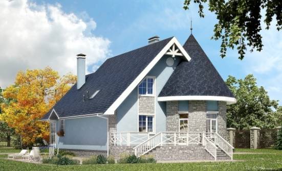170-003-П Проект двухэтажного дома с мансардным этажом, небольшой коттедж из газобетона Заводоуковск | Проекты домов от House Expert