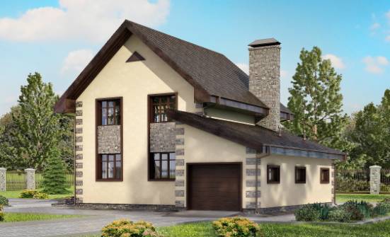 160-004-П Проект двухэтажного дома, гараж, экономичный дом из теплоблока Заводоуковск | Проекты домов от House Expert