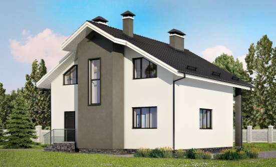150-005-Л Проект двухэтажного дома мансардой, небольшой коттедж из блока Тобольск | Проекты домов от House Expert