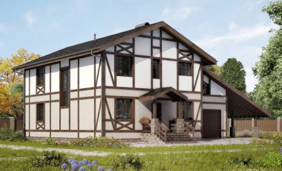 250-002-П Проект двухэтажного дома с мансардой, гараж, просторный дом из кирпича Тюмень | Проекты домов от House Expert