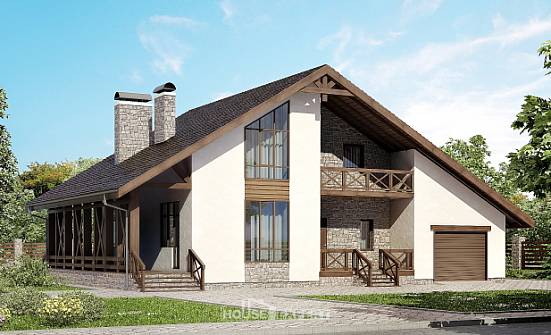 265-001-П Проект двухэтажного дома с мансардой и гаражом, современный дом из пеноблока Ялуторовск | Проекты домов от House Expert