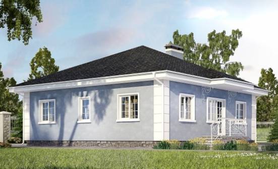 100-001-П Проект одноэтажного дома, красивый загородный дом из блока Тобольск | Проекты одноэтажных домов от House Expert