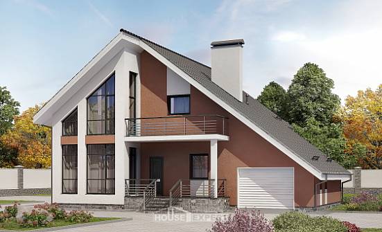 200-007-П Проект двухэтажного дома мансардный этаж, гараж, классический домик из поризованных блоков Ялуторовск | Проекты домов от House Expert