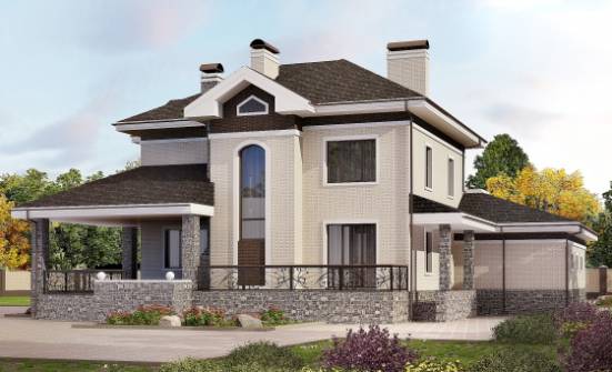 365-001-Л Проект трехэтажного дома и гаражом, большой загородный дом из кирпича Ишим | Проекты домов от House Expert
