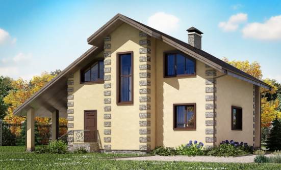 150-003-П Проект двухэтажного дома мансардный этаж и гаражом, небольшой дом из арболита Тюмень | Проекты домов от House Expert