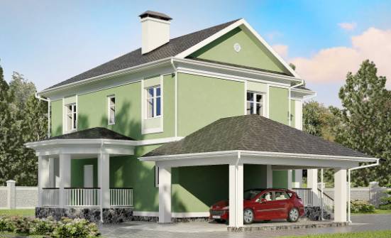 170-001-Л Проект двухэтажного дома и гаражом, простой коттедж из арболита Тюмень | Проекты домов от House Expert
