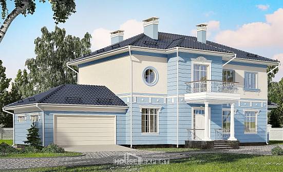 285-003-Л Проект двухэтажного дома и гаражом, большой дом из кирпича Тобольск | Проекты домов от House Expert