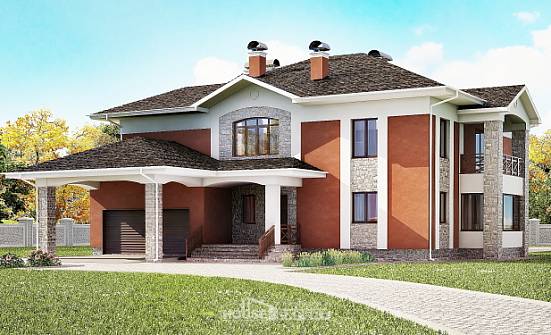 400-002-Л Проект двухэтажного дома, гараж, современный коттедж из кирпича Тобольск | Проекты домов от House Expert