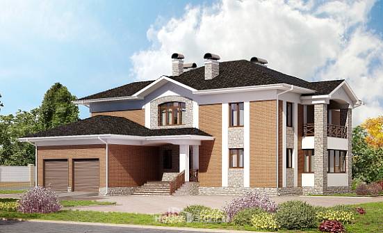 520-002-Л Проект трехэтажного дома и гаражом, современный домик из теплоблока Тюмень | Проекты домов от House Expert