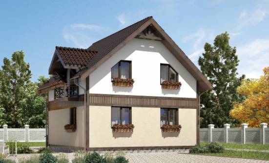 105-001-П Проект двухэтажного дома с мансардным этажом, скромный загородный дом из бризолита Заводоуковск | Проекты домов от House Expert