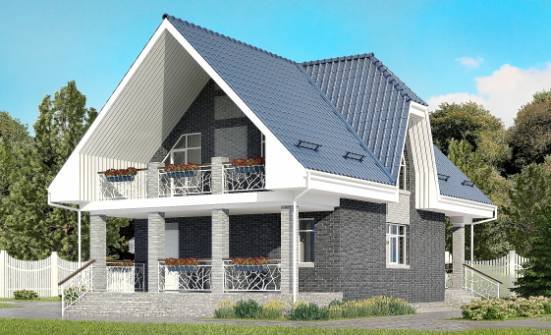 125-002-Л Проект двухэтажного дома мансардный этаж и гаражом, скромный домик из бризолита Ялуторовск | Проекты домов от House Expert