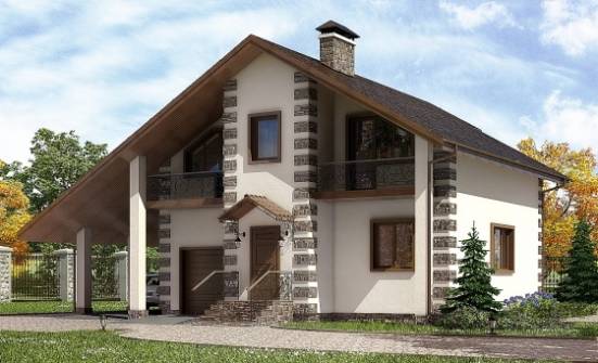 150-003-Л Проект двухэтажного дома мансардой, гараж, небольшой домик из бревен Тобольск | Проекты домов от House Expert