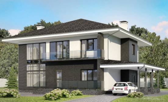 245-002-П Проект двухэтажного дома, гараж, классический загородный дом из газосиликатных блоков Ялуторовск | Проекты домов от House Expert
