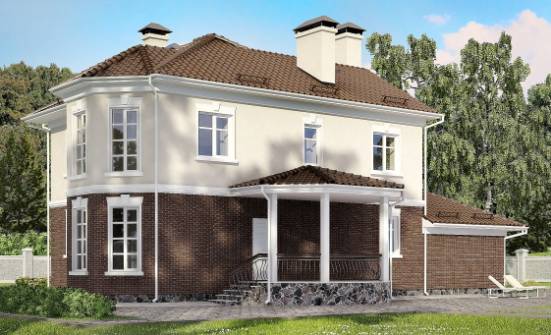 190-002-Л Проект двухэтажного дома и гаражом, простой коттедж из поризованных блоков Ишим | Проекты домов от House Expert