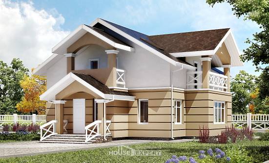 155-009-П Проект двухэтажного дома с мансардным этажом, недорогой домик из арболита Ялуторовск | Проекты домов от House Expert