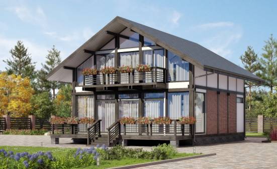 170-007-П Проект двухэтажного дома с мансардным этажом, классический дом из бревен Заводоуковск | Проекты домов от House Expert