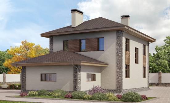 185-004-П Проект двухэтажного дома и гаражом, средний домик из пеноблока Заводоуковск | Проекты домов от House Expert