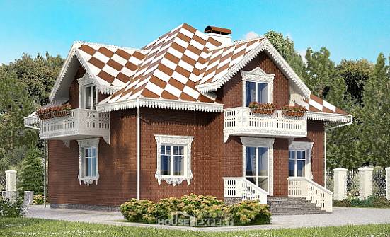 155-003-Л Проект двухэтажного дома мансардой, гараж, бюджетный загородный дом из газобетона Заводоуковск | Проекты домов от House Expert