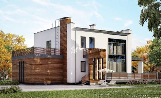 220-003-П Проект двухэтажного дома и гаражом, средний загородный дом из керамзитобетонных блоков Ялуторовск | Проекты домов от House Expert