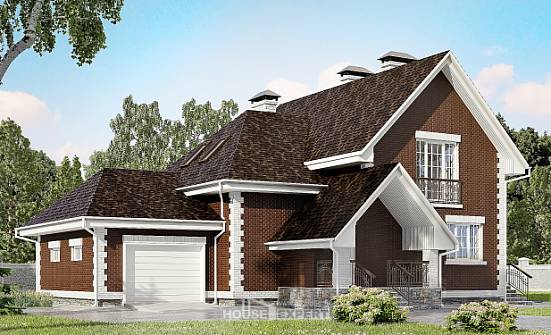 190-003-Л Проект двухэтажного дома мансардой и гаражом, просторный коттедж из поризованных блоков Тобольск | Проекты домов от House Expert