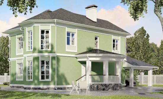 170-001-Л Проект двухэтажного дома и гаражом, простой коттедж из арболита Тюмень | Проекты домов от House Expert