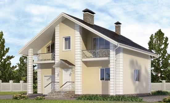 150-002-Л Проект двухэтажного дома с мансардой, гараж, красивый дом из блока Тобольск | Проекты домов от House Expert