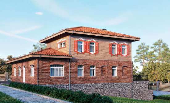380-002-Л Проект трехэтажного дома и гаражом, красивый загородный дом из кирпича Заводоуковск | Проекты домов от House Expert