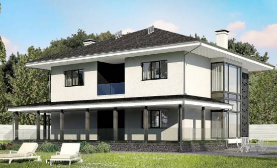 245-002-П Проект двухэтажного дома, гараж, классический загородный дом из газосиликатных блоков Ялуторовск | Проекты домов от House Expert