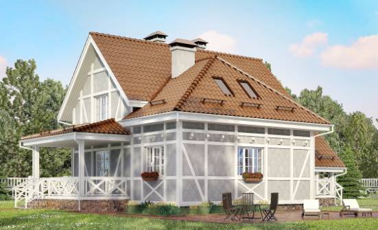 160-003-Л Проект двухэтажного дома мансардой, уютный загородный дом из теплоблока Ишим | Проекты домов от House Expert