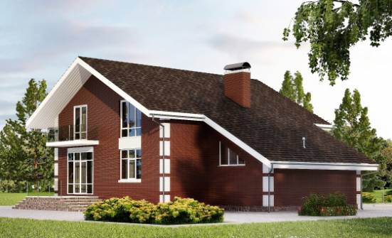 180-001-Л Проект двухэтажного дома с мансардой, гараж, скромный загородный дом из газосиликатных блоков Тобольск | Проекты домов от House Expert