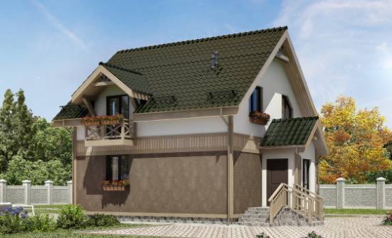 105-001-Л Проект двухэтажного дома мансардой, современный домик из газосиликатных блоков Тюмень | Проекты домов от House Expert