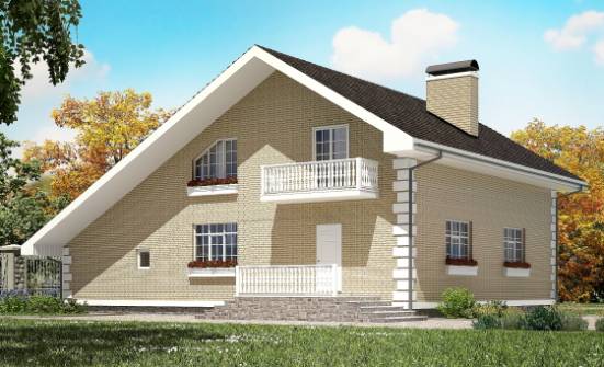 190-005-П Проект двухэтажного дома с мансардным этажом и гаражом, просторный коттедж из блока Тобольск | Проекты домов от House Expert