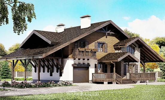 270-001-Л Проект двухэтажного дома с мансардным этажом и гаражом, красивый домик из кирпича Ялуторовск | Проекты домов от House Expert