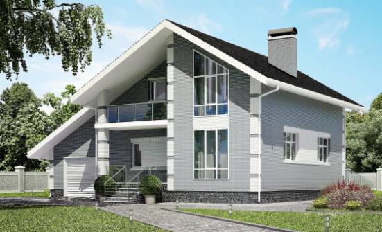 190-006-Л Проект двухэтажного дома мансардой, гараж, просторный коттедж из твинблока Тобольск | Проекты домов от House Expert