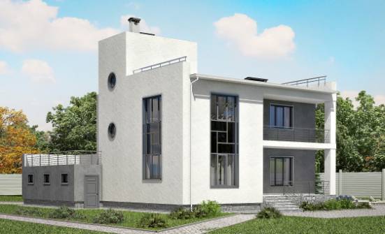 255-001-П Проект двухэтажного дома и гаражом, большой загородный дом из пеноблока Ишим | Проекты домов от House Expert