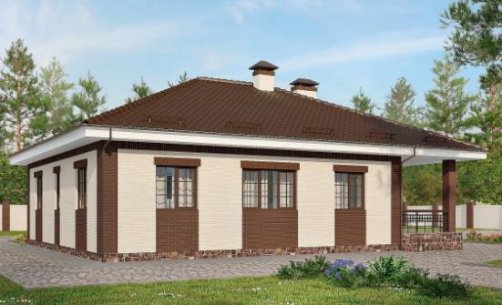 160-015-П Проект одноэтажного дома, гараж, недорогой загородный дом из твинблока Тобольск | Проекты домов от House Expert